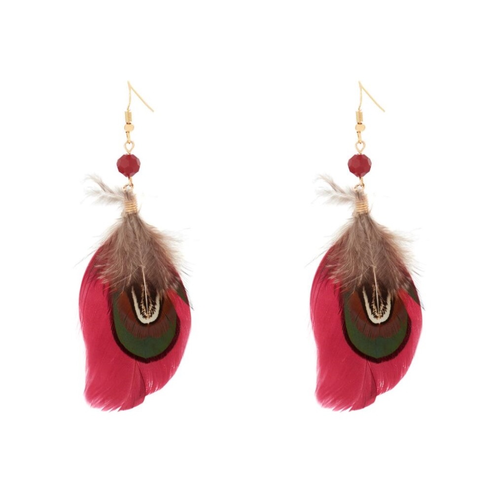 Red feather earrings NWT